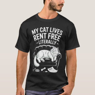 Camiseta Mi gato vive gratis literalmente humor