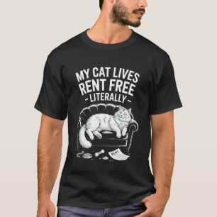Camiseta Mi gato vive gratis literalmente humor