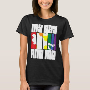 Camiseta mi, gay y yo, pareja arcoiris usando compañero en