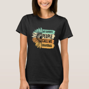 Camiseta Mi Gente Favorita Me Llama Abuela Mothe Sunflower