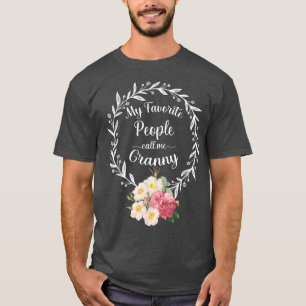 Camiseta Mi Gente Favorita Me Llama Abuela Mujer Floral Gra