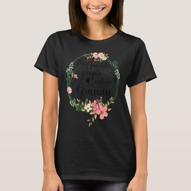 Camiseta Mi Gente Favorita Me Llama Abuela Mujer Floral Gra (Anverso)