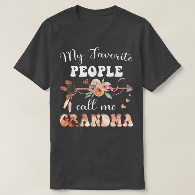 Camiseta Mi Gente Favorita Me Llama Abuela Mujeres Floral G (Diseño del anverso)
