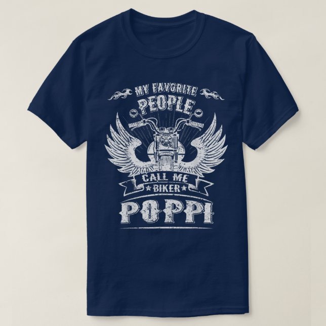Camiseta Mi Gente Favorita Me Llama Biker Poppi Abuelo Mot (Diseño del anverso)
