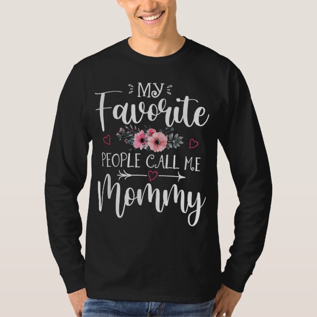 Camiseta Mi gente favorita me llama D de mamá floral (Anverso)