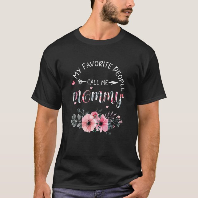 Camiseta Mi Gente Favorita Me Llama Mamá Floral Femenina (Anverso)