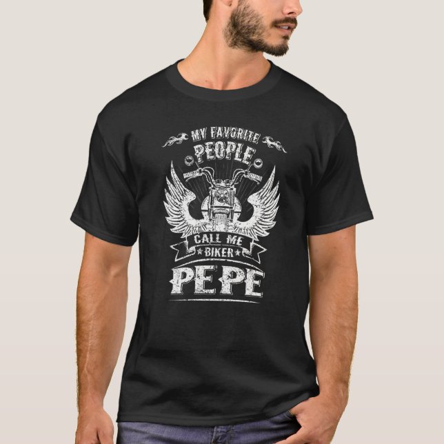 Camiseta Mi gente favorita me llama Moto de Biker Pepe Abue (Anverso)