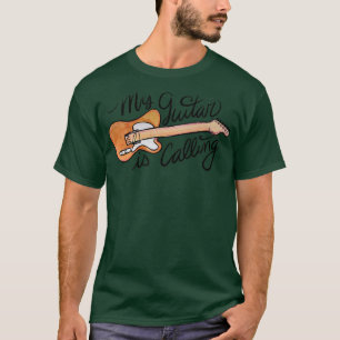 Camiseta Mi guitarra es llamar guitarras naranjas divertida