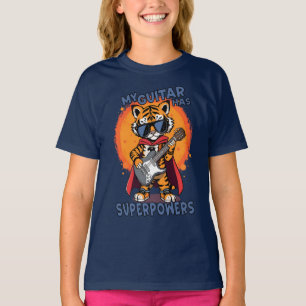 Camiseta Mi guitarra tiene superpoderes Tigre Superhéroe Ro