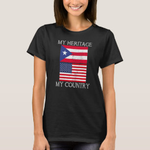 Camiseta Mi herencia mi país puertorriqueño norteamericano