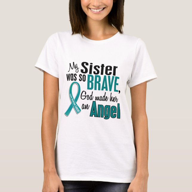 Camiseta Mi hermana es un cáncer ovárico del ángel 1 (Anverso)
