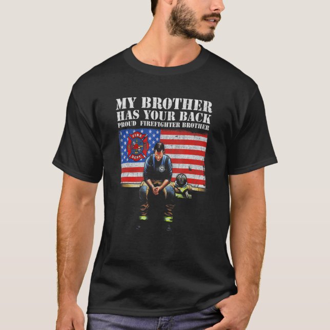 Camiseta Mi hermano tiene tu hermano de bomberos orgulloso  (Anverso)