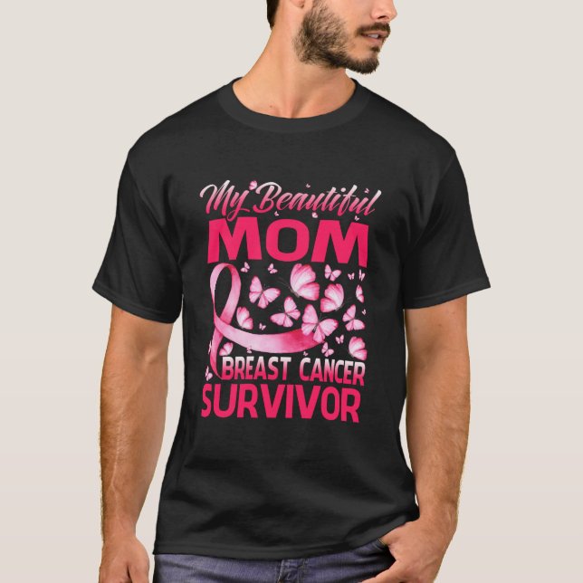 Camiseta Mi Hermosa Mamá Sobreviviente De Cáncer De Mama Ma (Anverso)