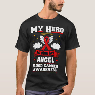 Camiseta Mi héroe ahora es mi ángel cáncer de sangre nubes