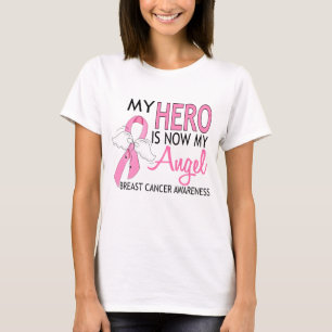 Camiseta Mi héroe ahora es mi ángel cáncer de seno