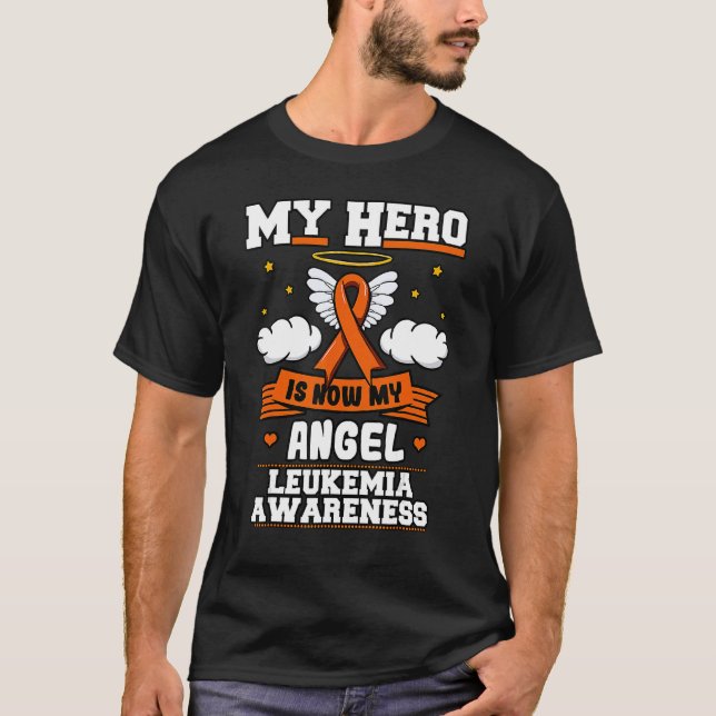 Camiseta Mi héroe ahora es mi Angel Leukemia Green Ribbon C (Anverso)