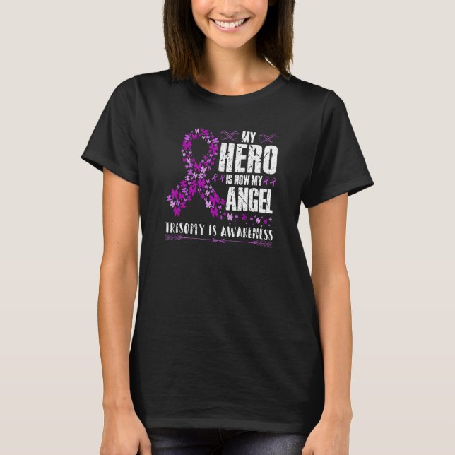 Camiseta Mi héroe es ahora mi ángel Trisomy 18 Edwards (Anverso)