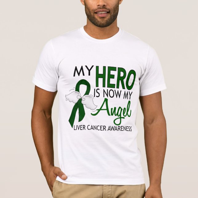 Camiseta Mi héroe es mi cáncer de hígado del ángel (Anverso)