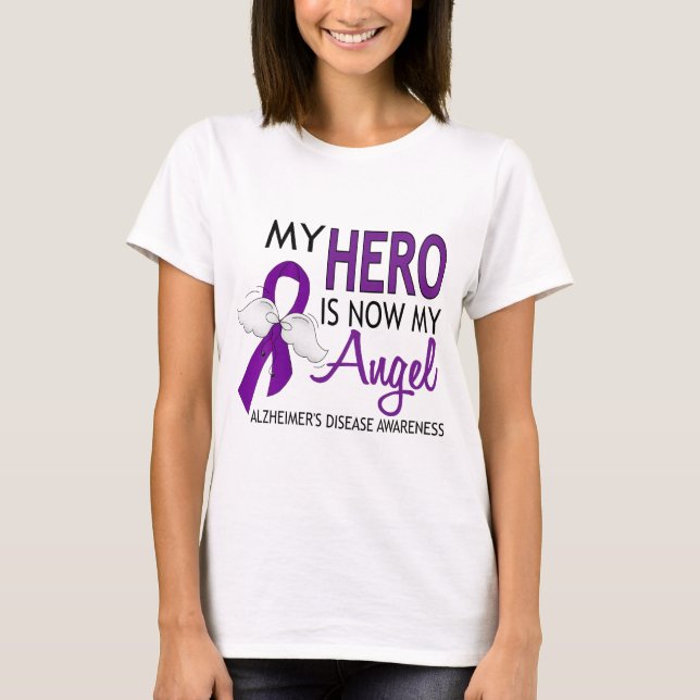 Camiseta Mi héroe es mi enfermedad de Alzheimer del ángel (Anverso)