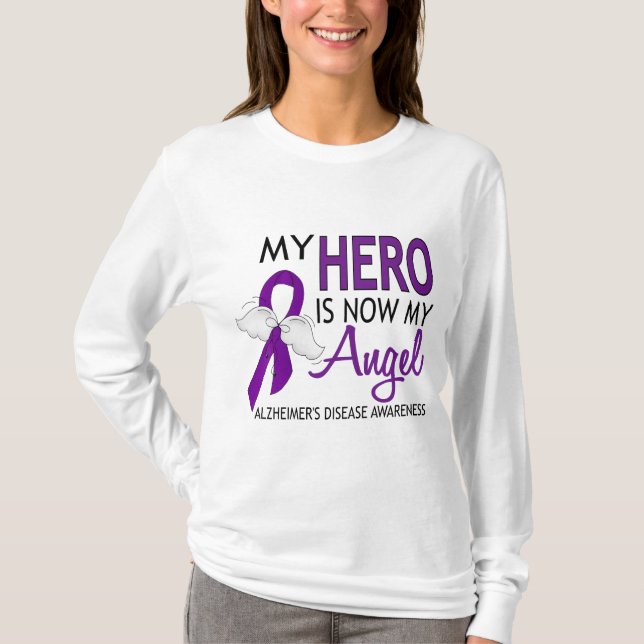 Camiseta Mi héroe es mi enfermedad de Alzheimer del ángel (Anverso)