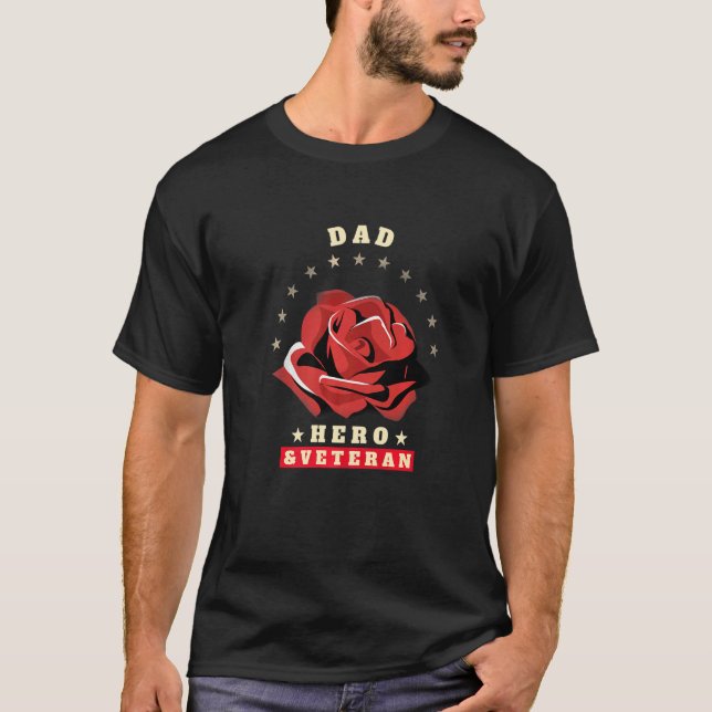 Camiseta Mi héroe papá, veteranos Rosas de EE.UU. aman el r (Anverso)