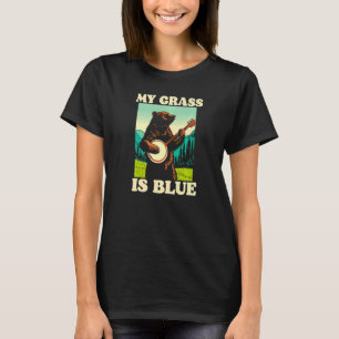 Camiseta Mi hierba es azul Banjo Bear Retro Gráfico de la n