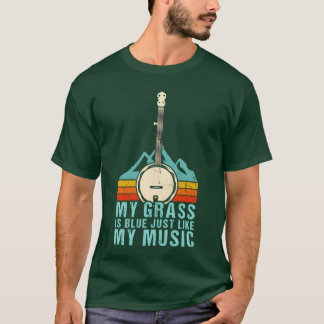 Camiseta Mi hierba es azul como mi música Bluegrass Banjo r