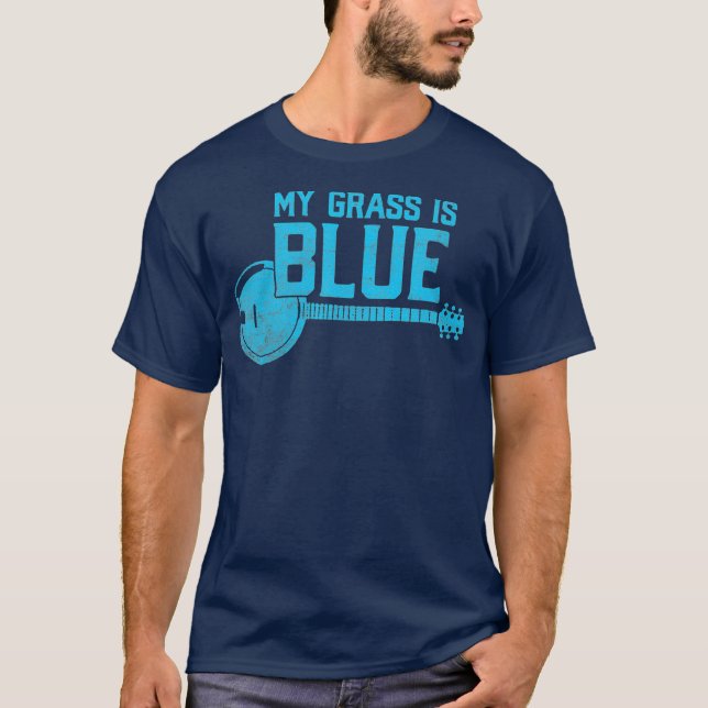 Camiseta Mi hierba es fanático del jugador de banjo Blue Bl (Anverso)