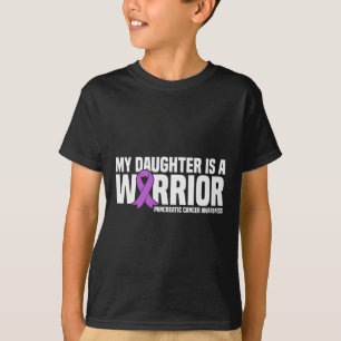 Camiseta Mi Hija Es Guerrero Pancreatic Purple Ribbon Su