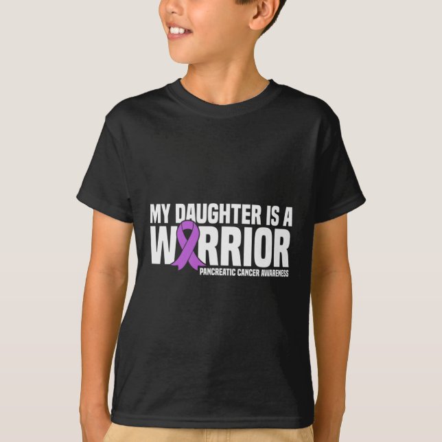 Camiseta Mi Hija Es Guerrero Pancreatic Purple Ribbon Su (Anverso)