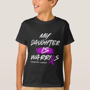 Camiseta Mi Hija Es Guerrero Pancreatic Purple Ribbon Su