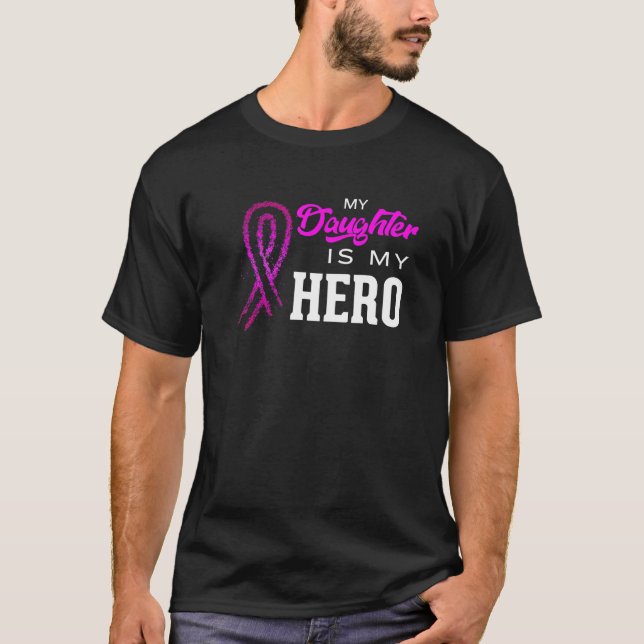 Camiseta Mi Hija Es Mi Héroe Concienciación Sobre El Cáncer (Anverso)