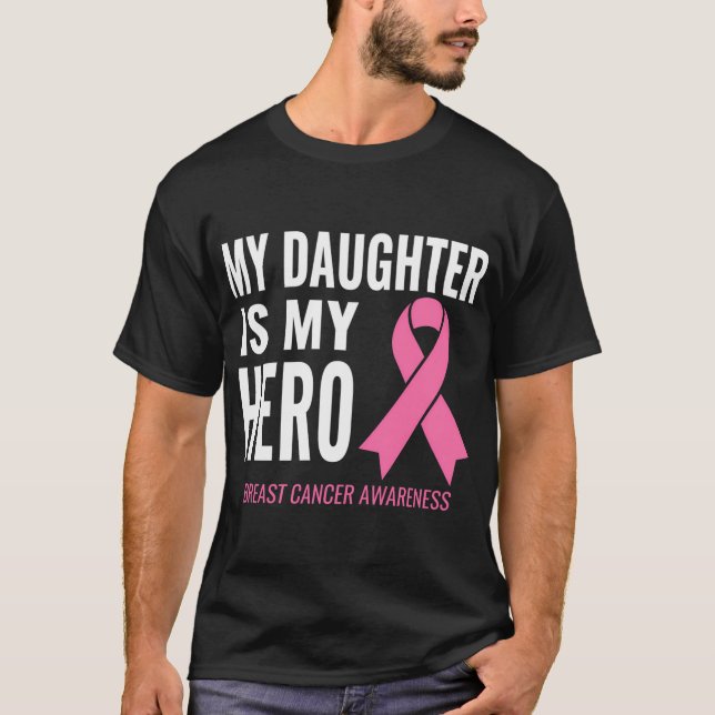 Camiseta Mi hija es mi heroína de apoyo al cáncer de mama (Anverso)