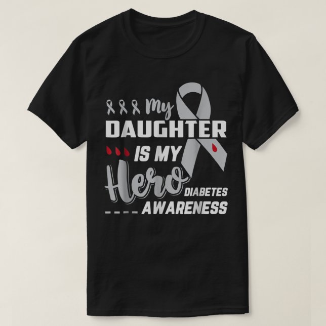 Camiseta Mi hija es mi heroína, la conciencia sobre la diab (Diseño del anverso)