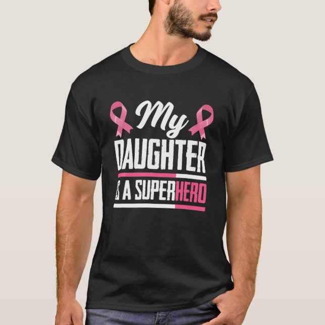 Camiseta Mi Hija Es Una Superheroína, Mamá, Papá, Cáncer De (Anverso)