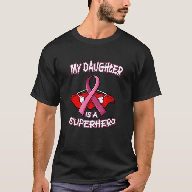 Camiseta Mi hija mi superhéroe de cáncer de mama clásico T- (Anverso)