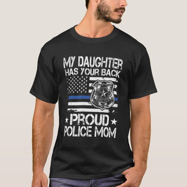 Camiseta Mi Hija Tiene A Su Policía Orgullosa De Espalda, L (Anverso)