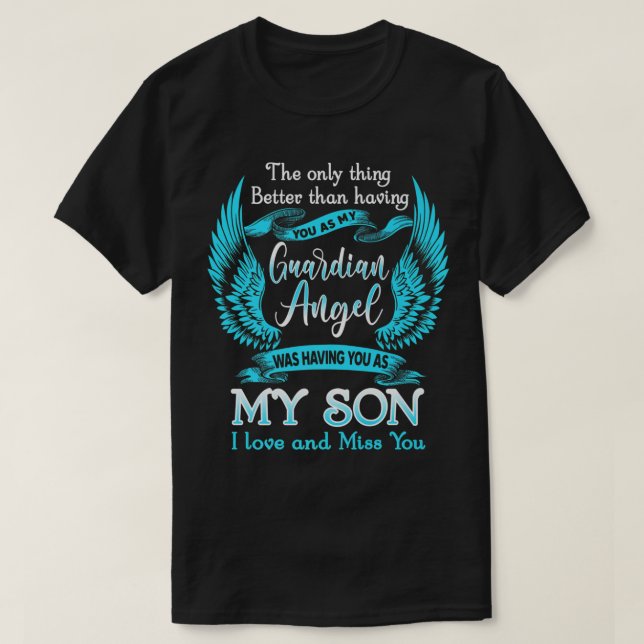 Camiseta Mi Hijo Es Mi Ángel De Guardia En Padres Del Cielo (Diseño del anverso)