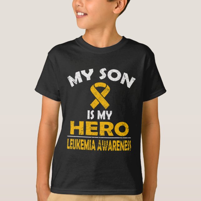 CAMISETA MI HIJO ES MI CONCIENCIA DE LEUKEMIA HÉROE EN CAMI (Anverso)