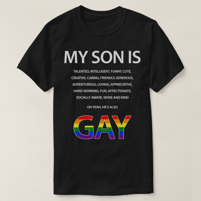 Camiseta Mi hijo es regalo gay para los padres de mamá con  (Diseño del anverso)