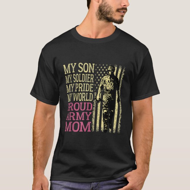 Camiseta Mi Hijo Es Soldado Héroe Orgullosa Mamá Del Ejérci (Anverso)