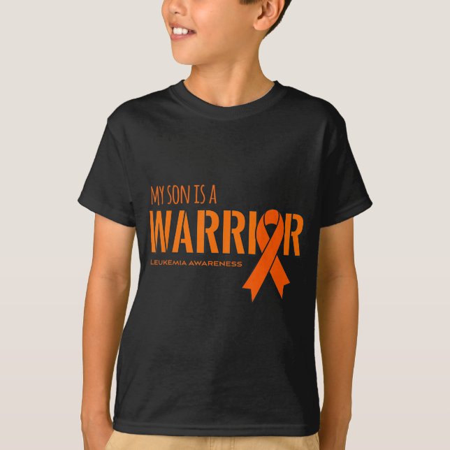 Camiseta Mi hijo es un guerrero que sabe de cáncer de leuce (Anverso)