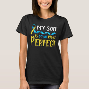 Camiseta Mi hijo está abajo, el síndrome de Down perfecto