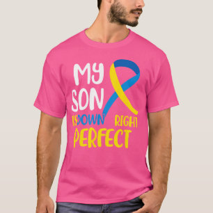Camiseta Mi Hijo Está Abajo Perfecto Awarene De Síndrome De