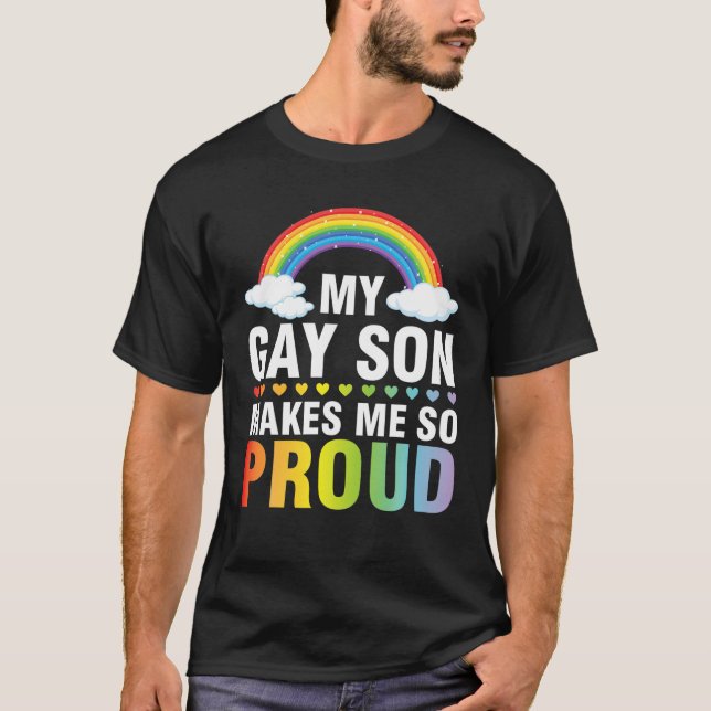 Camiseta Mi hijo gay me enorgullece mucho el apoyo al mes L (Anverso)