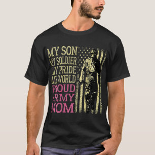 Camiseta Mi hijo mi soldado héroe orgulloso ejército mamá e