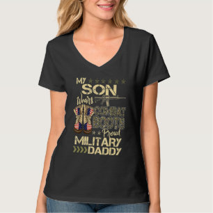 Camiseta Mi hijo usa botas de combate Orgulloso papá milita