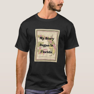 Camiseta Mi historia comenzó en Florida 1849 Mapa antiguo v