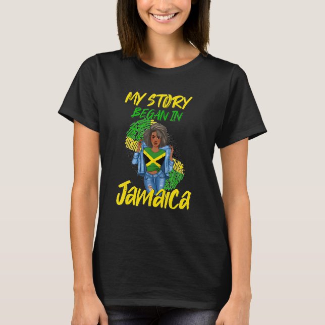 Camiseta Mi Historia Comenzó En Jamaica, Reina Africana Jam (Anverso)