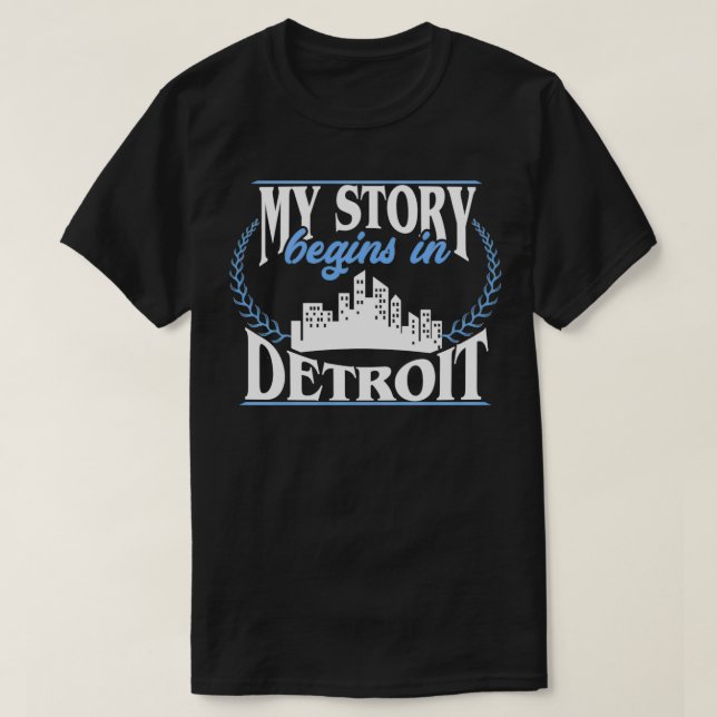Camiseta Mi historia comienza en Detroit Pullover (Diseño del anverso)